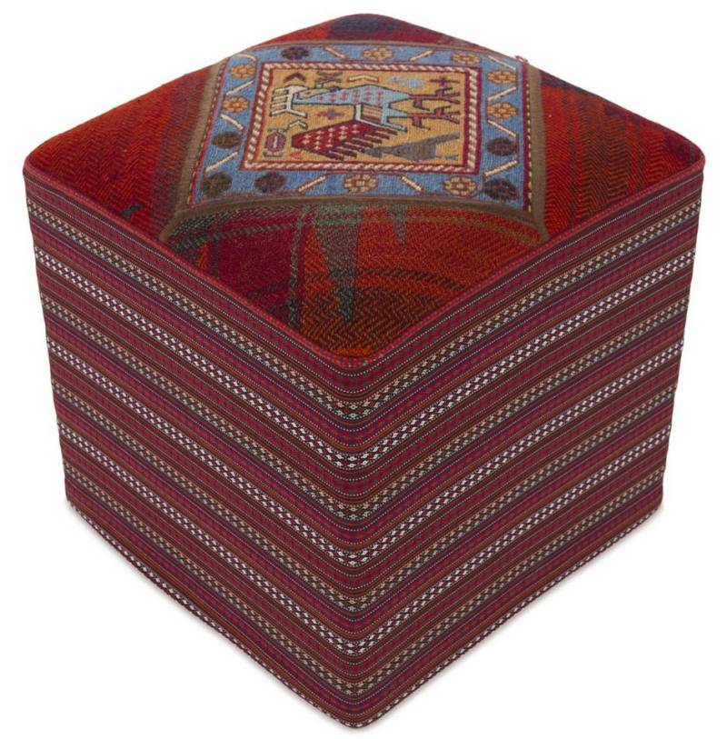 Nain Trading Orientteppich Pouf 49x49 Handgeknüpfter Orientteppich / Perserteppich, rechteckig, Höhe: 5 mm von Nain Trading