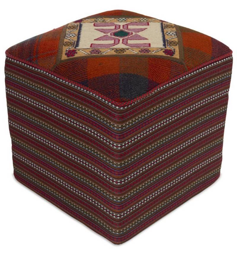 Nain Trading Orientteppich Pouf 49x51 Handgeknüpfter Orientteppich / Perserteppich, rechteckig, Höhe: 5 mm von Nain Trading
