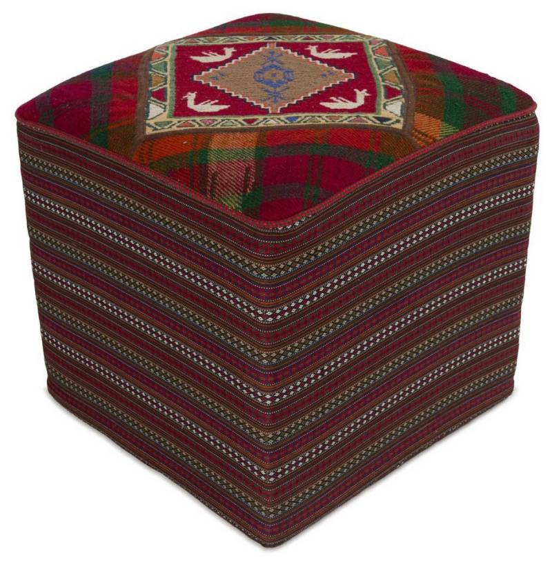 Nain Trading Orientteppich Pouf 49x51 Handgeknüpfter Orientteppich / Perserteppich, rechteckig, Höhe: 5 mm von Nain Trading