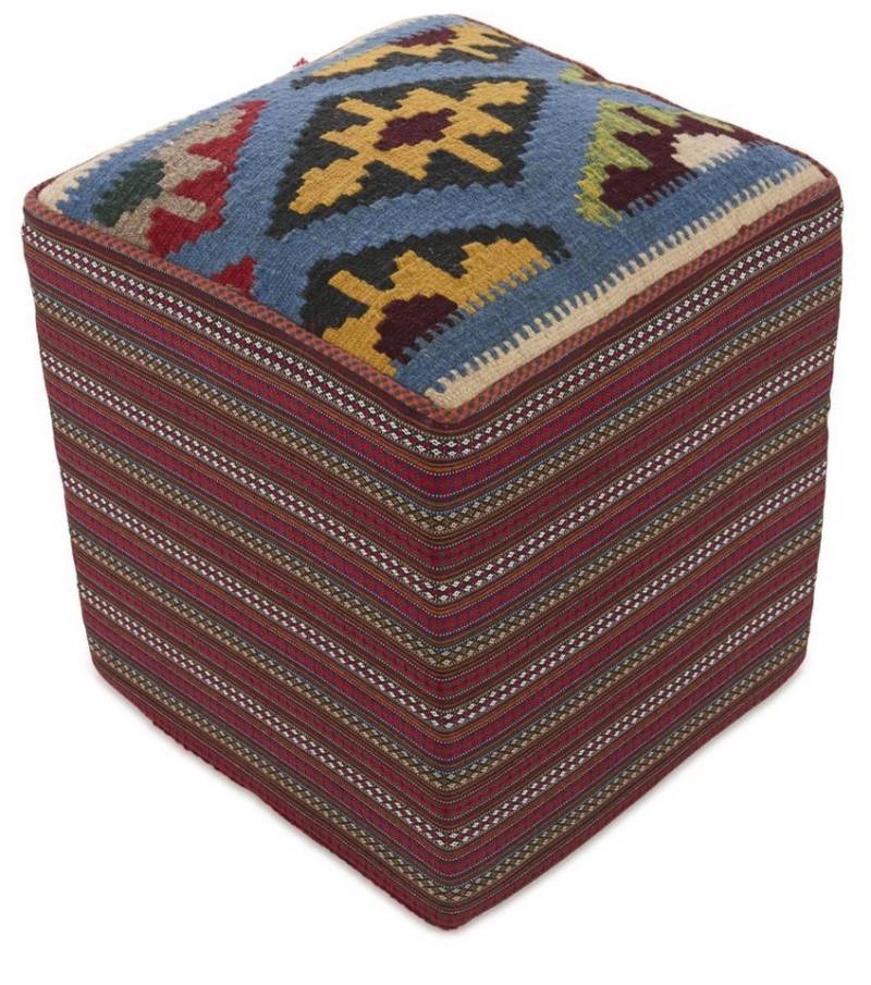 Nain Trading Orientteppich Pouf 51x49 Handgeknüpfter Orientteppich / Perserteppich, rechteckig, Höhe: 5 mm von Nain Trading