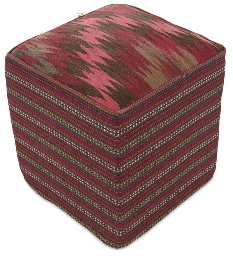 Nain Trading Orientteppich Pouf 51x49 Handgeknüpfter Orientteppich / Perserteppich, rechteckig, Höhe: 5 mm von Nain Trading
