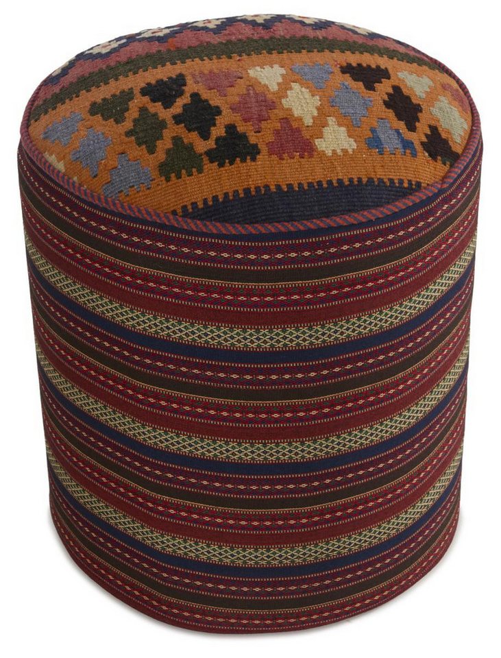 Nain Trading Orientteppich Pouf 51x49 Handgeknüpfter Orientteppich / Perserteppich, rechteckig, Höhe: 5 mm von Nain Trading
