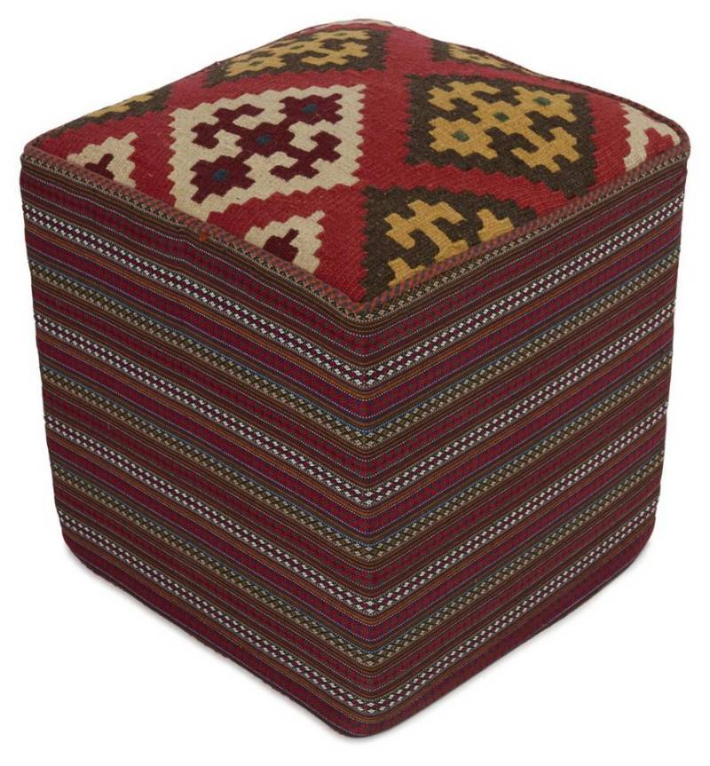 Nain Trading Orientteppich Pouf 51x49 Handgeknüpfter Orientteppich / Perserteppich, rechteckig, Höhe: 5 mm von Nain Trading