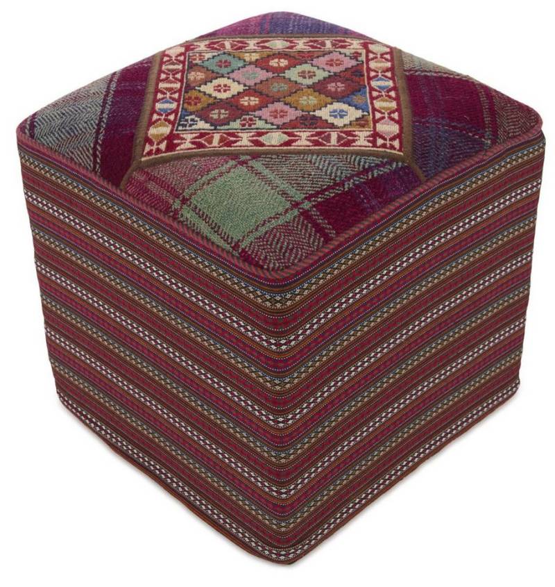 Nain Trading Orientteppich Pouf 51x51 Handgeknüpfter Orientteppich / Perserteppich, rechteckig, Höhe: 5 mm von Nain Trading