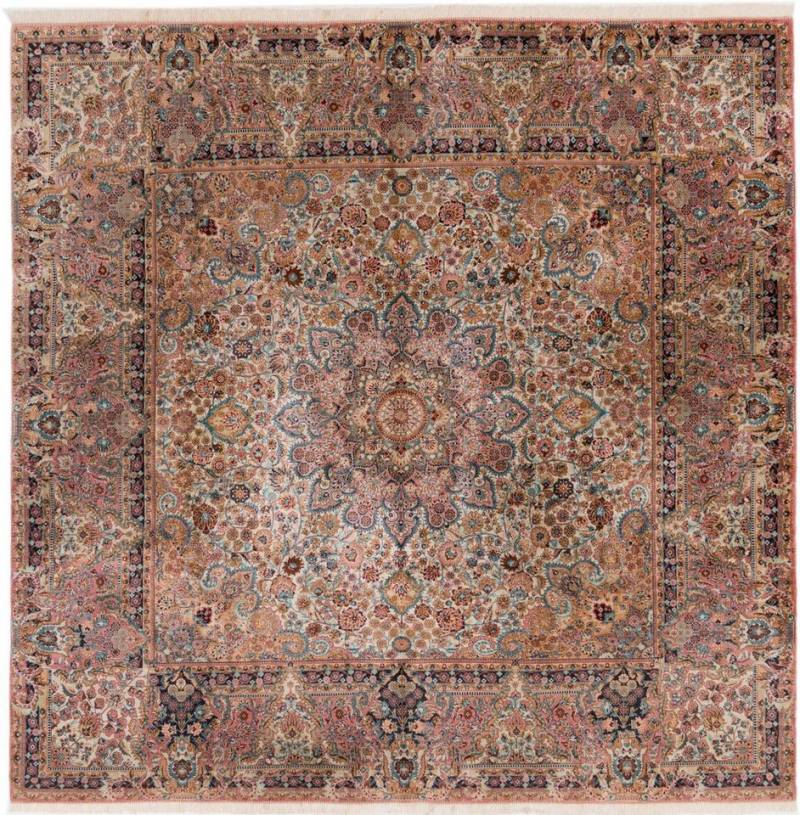 Nain Trading Seidenteppich Täbriz Seide 199x199 Handgeknüpfter Orientteppich / Perserteppich, quadratisch, Höhe: 10 mm von Nain Trading