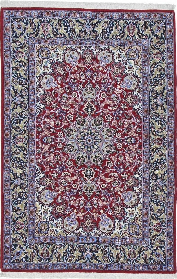 Orientteppich Isfahan 108x164 Handgeknüpfter Orientteppich / Perserteppich, Nain Trading, rechteckig, Höhe: 8 mm von Nain Trading