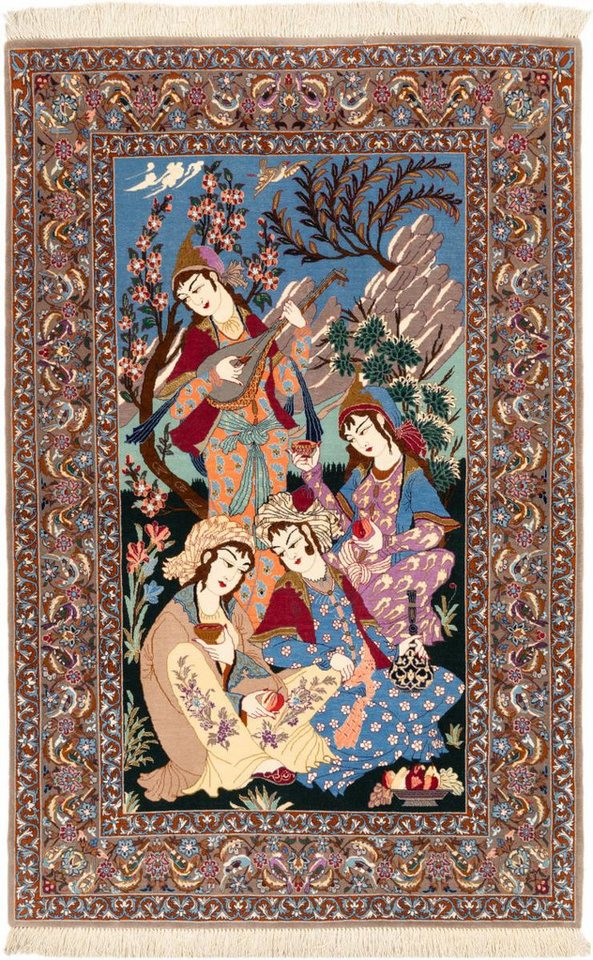 Nain Trading Orientteppich Isfahan Seidenkette 110x168 Handgeknüpfter Orientteppich, rechteckig, Höhe: 6 mm von Nain Trading