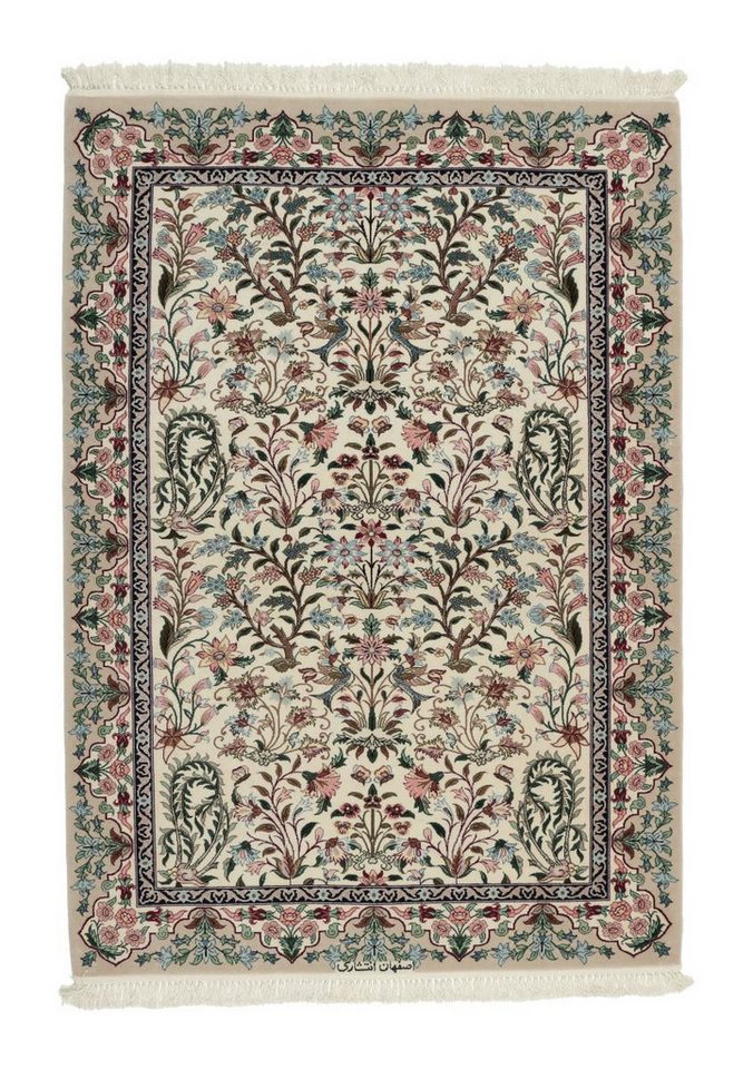Nain Trading Orientteppich Isfahan Seidenkette 112x161 Handgeknüpfter Orientteppich, rechteckig, Höhe: 6 mm von Nain Trading