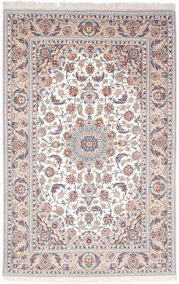 Nain Trading Orientteppich Isfahan Seidenkette 144x229 Handgeknüpfter Orientteppich, rechteckig, Höhe: 6 mm von Nain Trading