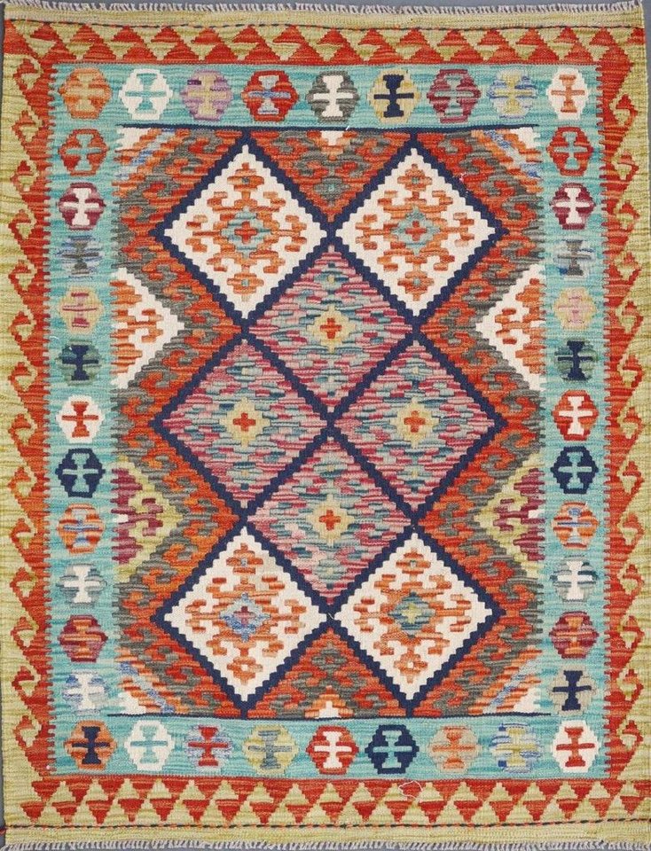 Orientteppich Kelim Afghan 111x142 Handgewebter Orientteppich, Nain Trading, rechteckig, Höhe: 3 mm von Nain Trading