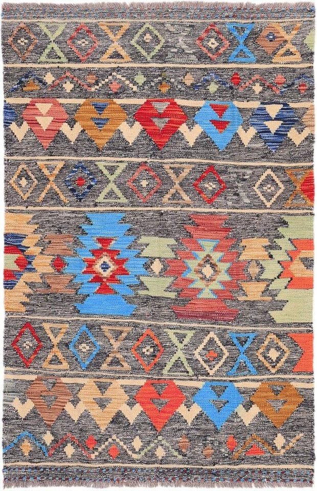 Designteppich Kelim Afghan Heritage 97x147 Handgewebter Moderner Orientteppich, Nain Trading, rechteckig, Höhe: 3 mm von Nain Trading