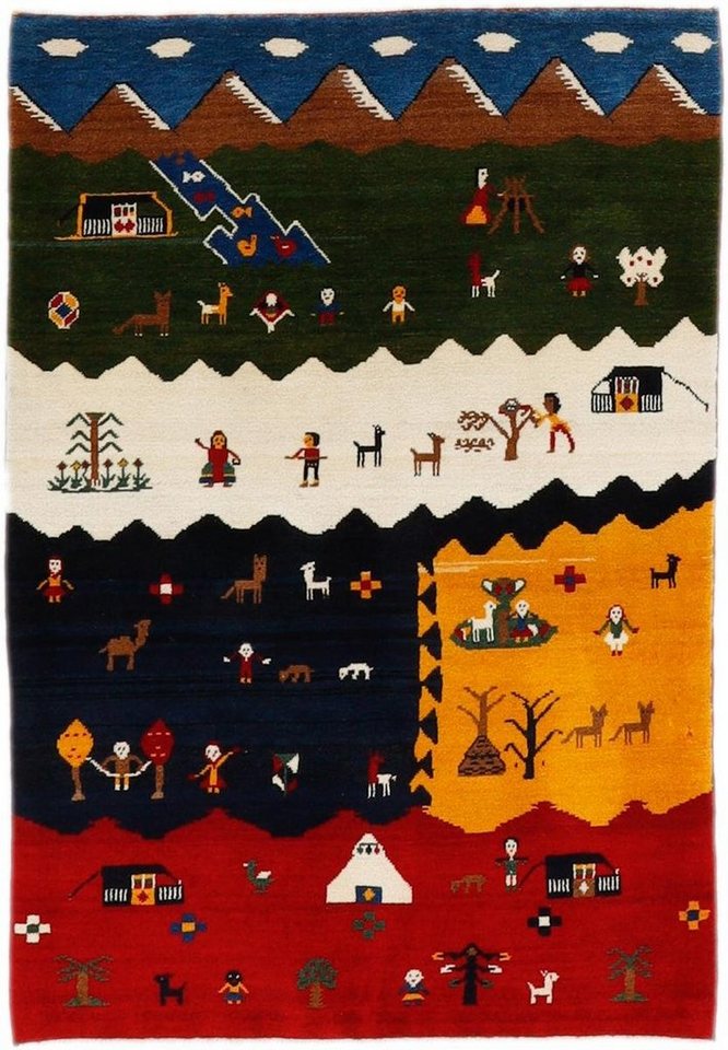 Nain Trading Orientteppich Perser Gabbeh Loribaft 101x151 Handgeknüpfter Moderner Orientteppich, rechteckig, Höhe: 12 mm von Nain Trading