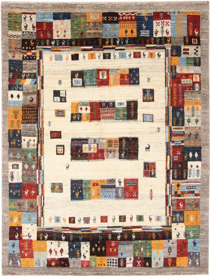 Nain Trading Orientteppich Perser Gabbeh Loribaft Nature 151x200 Handgeknüpfter Moderner, rechteckig, Höhe: 12 mm von Nain Trading