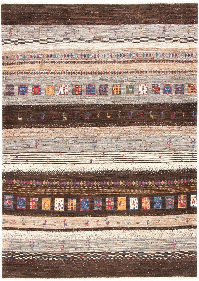 Nain Trading Orientteppich Perser Gabbeh Loribaft Nowbaft 105x147 Handgeknüpfter Moderner, rechteckig, Höhe: 12 mm von Nain Trading