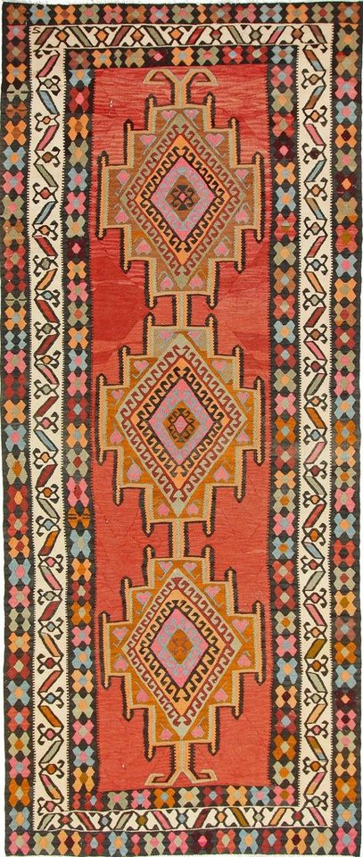 Orientteppich »Perser Kelim Fars Azerbaijan Antik 398x168 Handgewebt Orientteppich«, Nain Trading, Läufer, Höhe 0.4 mm von Nain Trading