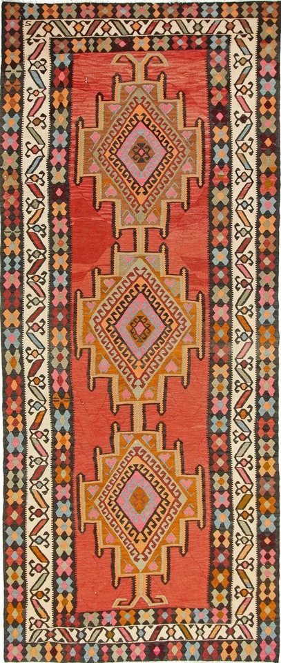 Orientteppich Perser Kelim Fars Azerbaijan Antik 398x168 Handgewebt Orientteppich, Nain Trading, Läufer, Höhe: 0.4 mm von Nain Trading