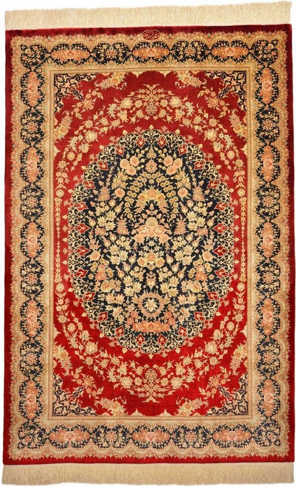 Nain Trading Seidenteppich Ghom Seide 100x152 Handgeknüpfter Orientteppich / Perserteppich, rechteckig, Höhe: 3 mm von Nain Trading