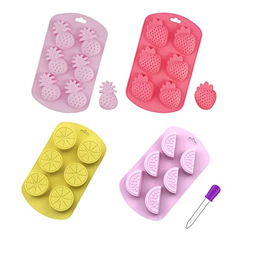 4 Stück Obstförmige Gelee-Formen, 3D-Mini-Ananas, Erdbeere, Orange, Heidelbeere, Maulbeere, Kerzen, Silikon, Obstform für Gelee, Fondant, Seife, Gummi, Kuchen, Cupcake-Topper, Dekoration, mit Pipette 4 Stück Obstförmige Gelee-Formen, 3D-Mini-Ananas, Erdbeere, Orange, Heidelbeere, Maulbeere, Kerzen, Silikon, Obstform für Gelee, Fondant, Seife, Gummi, Kuchen, Cupcake-Topper, Dekoration, mit Pipette von Naisfei