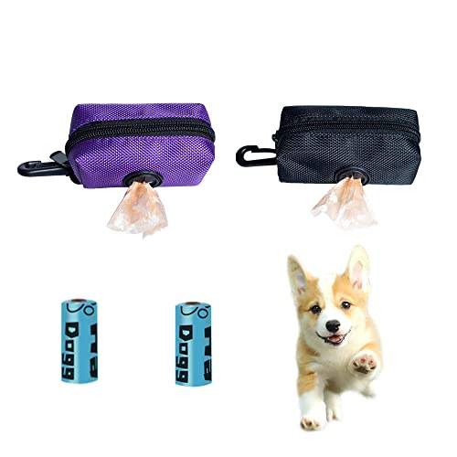 Hundekotbeutel,2 Stück Pet Waste Rubbish Poop Bag Halter für Leine,Universal Dog Bag Poop Dispenser mit Reißverschluss, mit 2 Rolle Kotbeutel,für jede Hundeleine von Naisfei