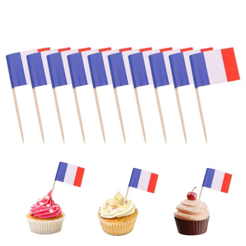 100pcs Flagg Zahnstocher, Weltflaggen Cocktailstangen, Mini Frankreich Flaggen auf Stöcken Futterfahnen Zahnstocher Cupcake Topper Mini Cocktail Stick Flagge Dekor für Independence Day Party Bar 100pcs Flagg Zahnstocher, Weltflaggen Cocktailstangen, Mini Frankreich Flaggen auf Stöcken Futterfahnen Zahnstocher Cupcake Topper Mini Cocktail Stick Flagge Dekor für Independence Day Party Bar von Naisicatar