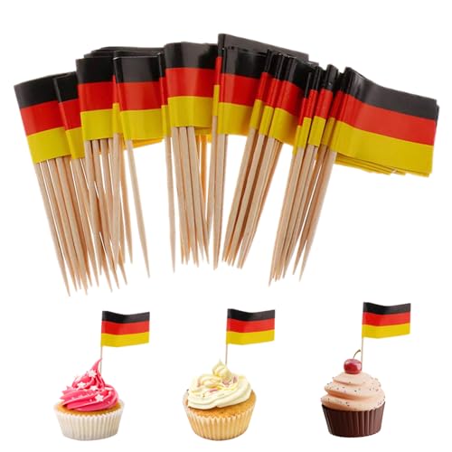 100pcs Zahnstocher Flaggen Kuchen Topper Mini Deutschland Flaggen Cocktail Stick Flagge Ini Cocktail Stick Flagge Dekor für Independence Day Party Bar von Naisicatar