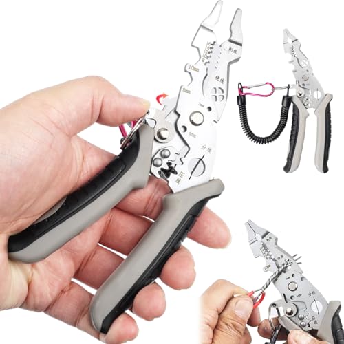 Draht Stripper Professionelles Multifunktional Draht Crimper Ergonomische Drahtschneider mit lanyard gebogenem Manganstahl nicht rutschfarbene elektrische Werkzeuge von Naisicatar