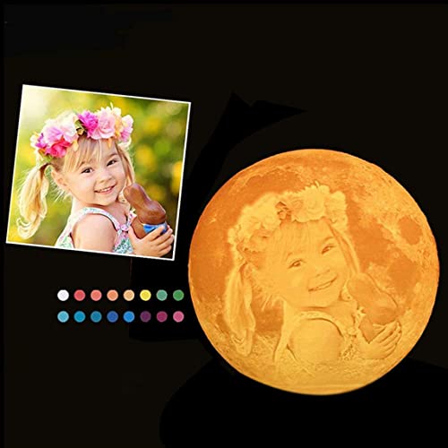 Mondlampe Personalisierte, Benutzerdefinierte 3D Mondlampe mit Foto, 16 LED-Farben, Dimmbar, mit Holzständer, Fernbedienung und Touch-Steuerung, Geschenke für Sie/Ihn, Geburtstagsgeschenke, 15 cm Mondlampe Personalisierte, Benutzerdefinierte 3D Mondlampe mit Foto, 16 LED-Farben, Dimmbar, mit Holzständer, Fernbedienung und Touch-Steuerung, Geschenke für Sie/Ihn, Geburtstagsgeschenke, 15 cm von Naispanda