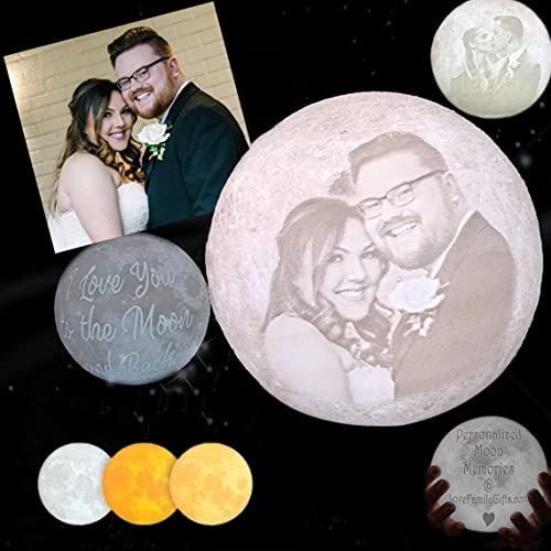 Mondlampe Personalisierte, Benutzerdefinierte 3D Mondlampe mit Foto, 3 LED-Farben, Dimmbar, mit Holzständer, Fernbedienung und Touch-Steuerung, Geschenke für Sie/Ihn, Geburtstagsgeschenke, 18 cm Mondlampe Personalisierte, Benutzerdefinierte 3D Mondlampe mit Foto, 3 LED-Farben, Dimmbar, mit Holzständer, Fernbedienung und Touch-Steuerung, Geschenke für Sie/Ihn, Geburtstagsgeschenke, 18 cm von Naispanda