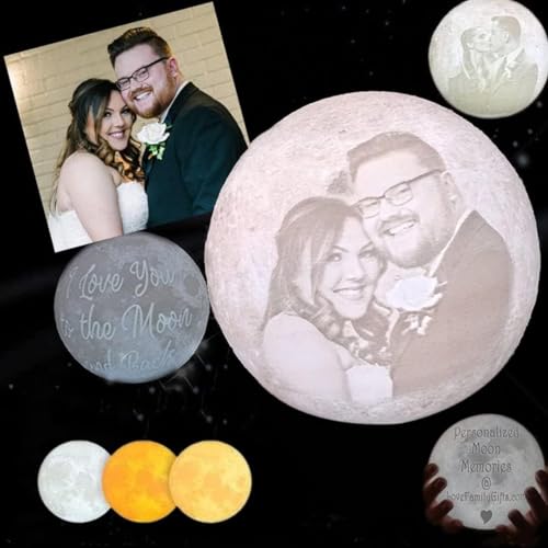 Naispanda Personalisierte 3D Mondlampe mit Foto, 3 LED-Farben, Dimmbar, Holzständer, Fernbedienung und Touch-Steuerung, Geschenke für Sie/Ihn, 20 cm Naispanda Personalisierte 3D Mondlampe mit Foto, 3 LED-Farben, Dimmbar, Holzständer, Fernbedienung und Touch-Steuerung, Geschenke für Sie/Ihn, 20 cm von Naispanda