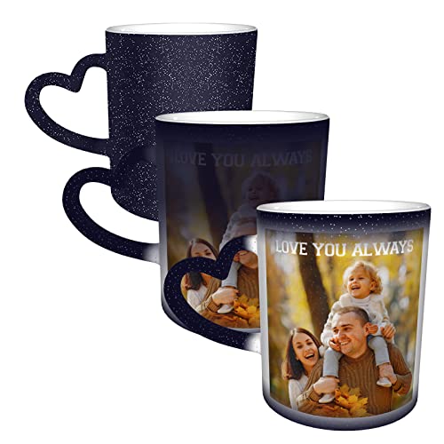 Naispanda Herz Kaffeetasse Becher Zaubertasse mit Foto Bedrucken Lassen Magic Mug Personalisieren Fototasse Zauberbecher Selbst Gestalten Tasse Personalisiert Zaubertasse Bedruckt Kaffeebecher Blau von Naispanda