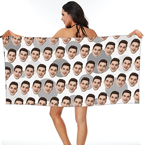Naispanda Personalisierte Badetuch, maßgeschneiderte Mikrofaser Strandtücher mit Foto Gesicht, schnell trocknende Handtücher für Reisen Schwimmen Camping Super saugfähiges Handtuch Farbe - White von Naispanda
