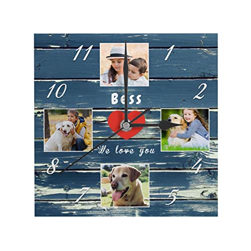 Naispanda Personalisierte Wanduhr, Personalisierte Wanduhr mit Foto Text zum Hochzeitstag, Valentinstag, Benutzerdefiniert Uhr, Geschenk für Liebhaber, Familie, Kind - 7,87 Zoll/20 cm von Naispanda