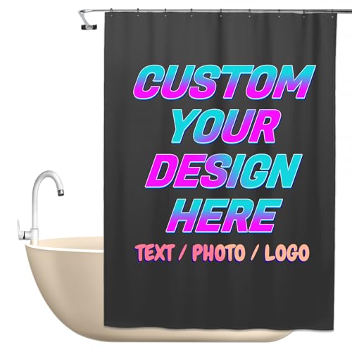 Naispanda Personalisierter Duschvorhang mit Foto Text Personalisiertes Wasserdichter Duschvorhang mit 12 Haken für Badezimmer Waschraum Hotel Heimdekoration Strapazierfähiger Stoff HD-Druck von Naispanda
