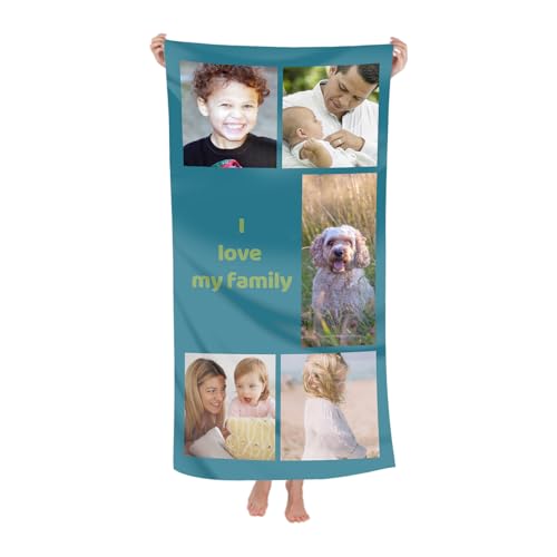 Naispanda Personalisiertes Strandtuch mit Foto, Personalisiertes Badetuch mit Foto und Text, Anpassbares Schnell Trocknendes Mikrofaser-Badetuch, Personalisiertes Handtuch - 160 * 80 cm von Naispanda
