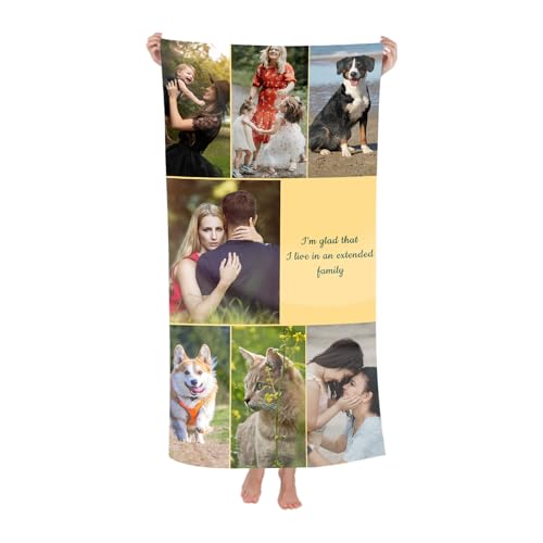 Naispanda Personalisiertes Strandtuch mit Foto, Personalisiertes Badetuch mit Foto und Text, Anpassbares Schnell Trocknendes Mikrofaser-Badetuch, Personalisiertes Handtuch - 180 * 90 cm Naispanda Personalisiertes Strandtuch mit Foto, Personalisiertes Badetuch mit Foto und Text, Anpassbares Schnell Trocknendes Mikrofaser-Badetuch, Personalisiertes Handtuch - 180 * 90 cm von Naispanda
