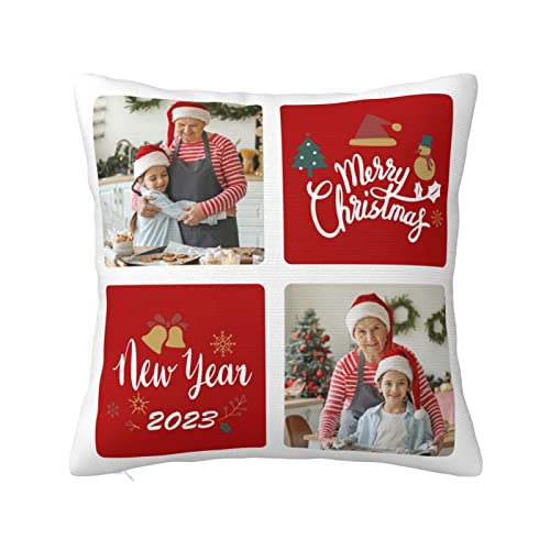 Naispanda Weihnachten Kissenbezug mit Foto Selbst Gestalten, Doppelseitiger Druck Fotokissen mit Bild/Text,Weihnachten Geschenk für Sofa Couch Wohnzimmer 65x65cm von Naispanda