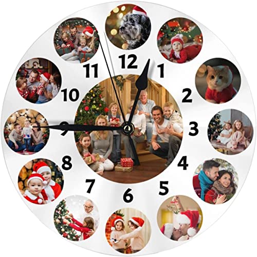 Personalisierte Foto Runde Wanduhr, Personalisierte Uhr mit Foto Text, Benutzerdefiniert Runde Wanduhren mit Foto zum Weihnachten Neujahr Jahrestag Jubiläum Geburtstag Dekorative Geschenk - 20cm von Naispanda
