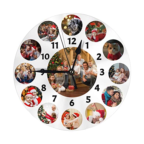 Personalisierte Foto Runde Wanduhr, Personalisierte Uhr mit Foto Text, Benutzerdefiniert Runde Wanduhren mit Foto zum Weihnachten Neujahr Jahrestag Jubiläum Geburtstag Dekorative Geschenk - 25cm von Naispanda