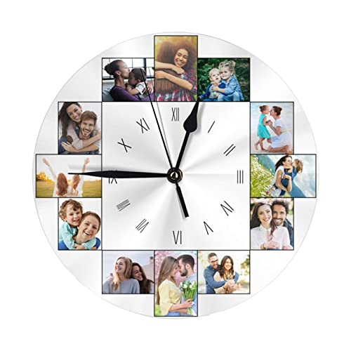 Personalisierte Foto Runde Wanduhr, Personalisierte Uhr mit Foto Text, Benutzerdefiniert Runde Wanduhren mit Foto zum Weihnachten Neujahr Jahrestag Jubiläum Geburtstag Dekorative Geschenk - 25cm von Naispanda