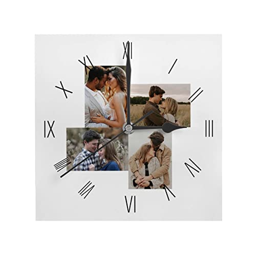 Personalisierte Foto Wanduhr, Personalisierte Quadratische Uhr mit Foto Text, Benutzerdefiniert Wanduhren mit Foto zum Küche Schlafzimmer Wohnzimmer, Jahrestag Geburtstag Hochzeits Dekorative Geschenk von Naispanda
