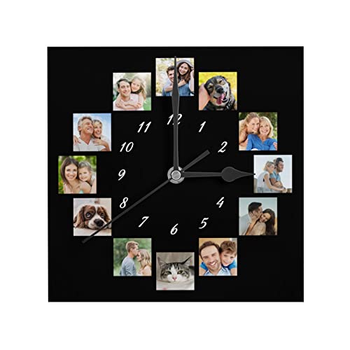 Personalisierte Foto Wanduhr, Personalisierte Quadratische Uhr mit Foto Text, Benutzerdefiniert Wanduhren mit Foto zum Küche Schlafzimmer Wohnzimmer, Jahrestag Geburtstag Hochzeits Dekorative Geschenk von Naispanda