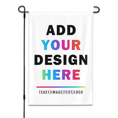 Personalisierte Gedenk-Gartenflagge, personalisierte doppelseitige Hofflagge, fügen Sie Ihr Bild/Text hinzu, wetterfeste Außendekoration für Rasen, Terrasse, Zuhause, 12,5 x 18 und 28 x 40 Zoll von Naispanda