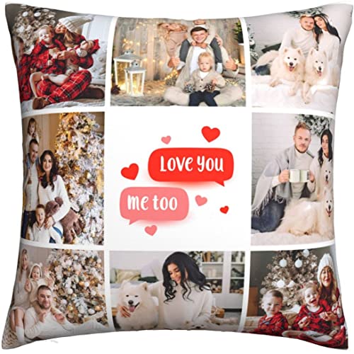 Personalisierte Kissen-Bezug Fotocollage Kissenbezug-Kissen mit Eigenen Foto-100% Polyester Ungefüllt Kissenbezug, Wohnzimmer Sofa Dekoration, Personalisiertes Geschenkideen Fotokissen(45cm x 45cm) von Naispanda