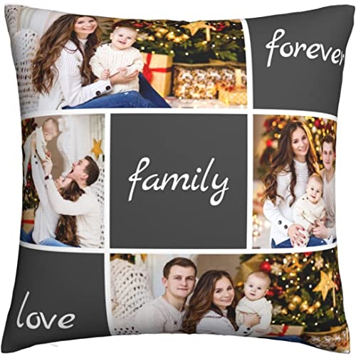 Personalisierte Kissen-Bezug Fotocollage Kissenbezug-Kissen mit Eigenen Foto-100% Polyester Ungefüllt Kissenbezug, Wohnzimmer Sofa Dekoration, Personalisiertes Geschenkideen Fotokissen(45cm x 45cm) von Naispanda