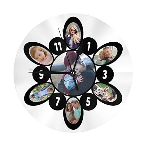 Personalisierte Runde Fotouhr, Benutzerdefinierte Wanduhr mit Foto Text, Personalisierte Hängende Zeitschaltuhr, Personalisierte, Nicht Tickende, Geräuschlose Runde Uhr für Küche, Wohnzimmer von Naispanda