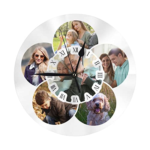 Personalisierte Runde Fotouhr, Benutzerdefinierte Wanduhr mit Foto Text, Personalisierte Hängende Zeitschaltuhr, Personalisierte, Nicht Tickende, Geräuschlose Runde Uhr für Küche, Wohnzimmer von Naispanda