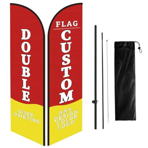Personalisierte Werbung Federflaggen mit Aluminiummast Kit 9FT 2.8M Personalisierte Federflagge Customized Store Sign für Business Promotion Werbung Doppelseitiger Druck Ihr eigenes Logo/Text von Naispanda