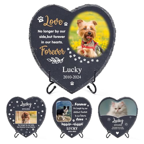Personalisierter Haustier Gedenkstein mit Foto Name und Datum, Personalisiertes Haustier Gedenkgeschenk zum Verlust eines Hundes oder Einer Katze, Grabmarkierer, Grabstein zur Friedhofsdekoration von Naispanda