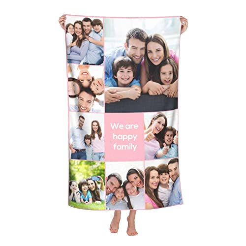 Naispanda Personalisiertes Badetuch mit Foto, Personalisiertes Strandtuch mit Foto und Text, Anpassbares Schnell Trocknendes Mikrofaser-Badetuch, Personalisiertes Handtuch - 130 * 80 cm von Naispanda