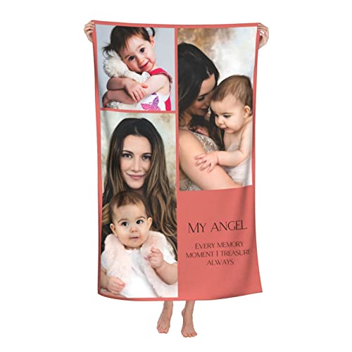 Naispanda Personalisiertes Strandtuch mit Foto, Personalisiertes Badetuch mit Foto und Text, Anpassbares Schnell Trocknendes Mikrofaser-Badetuch, Personalisiertes Handtuch - 130 * 80 cm von Naispanda